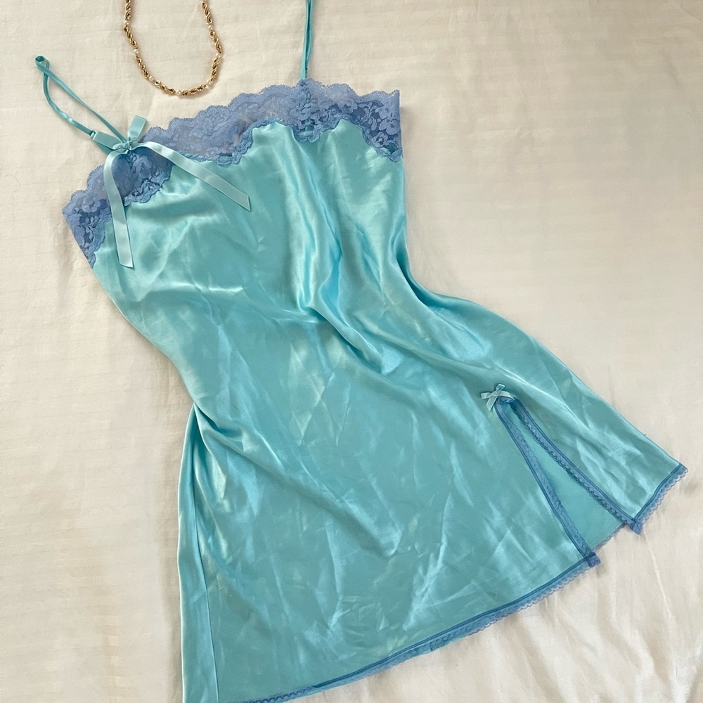 Blue slip dress